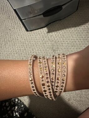 Michael Kors Blush Pink Multi-Row Studded Wrap Bracelet